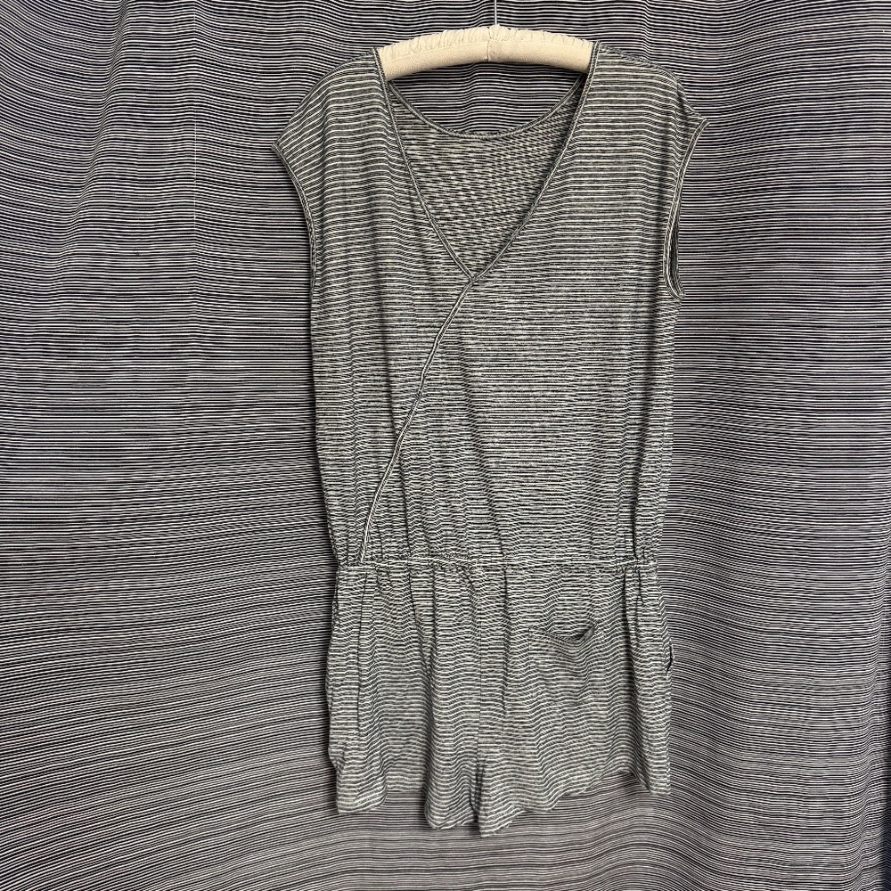 Prana Black/White Striped Hemp/Organic Cotton Romper Size Large